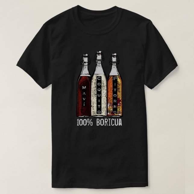 Puerto Rico Traditionelle Getränke 100% Boricua T- T-Shirt (Design vorne)