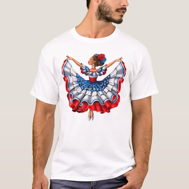 Puerto Rico Traditioneller Tänzer T-Shirt (Vorderseite)