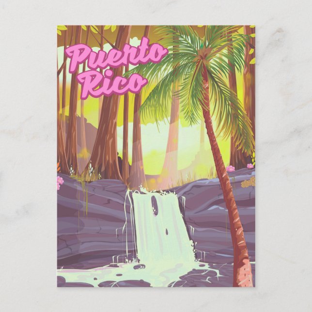 Puerto Rico Tropical Palm Reiseplakat Postkarte (Vorderseite)