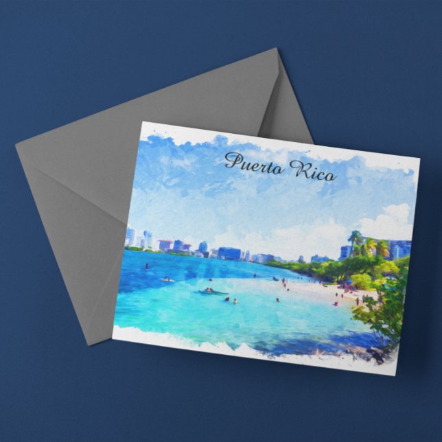 Puerto Rico Tropical Wasserfarben Malerei Postkarte (Puerto Rico Tropical Watercolor Painting Postcard)