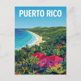 Puerto Rico Tropischer Strand Retro Postkarte