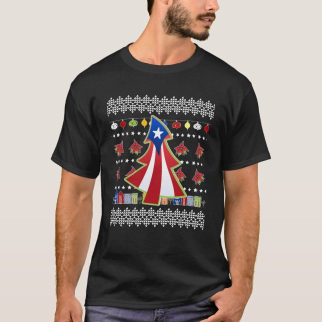 Puerto Rico Ugly Christmas Sweater Option Navidad T-Shirt (Vorderseite)