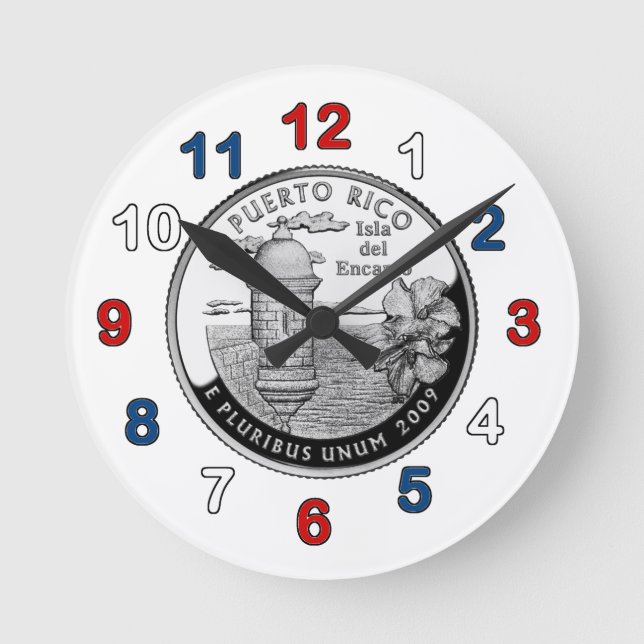 Puerto Rico-Uhr Runde Wanduhr (Vorderseite)