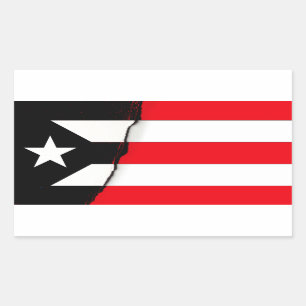 Puerto Rico Unabhängigkeit Schwarz-Weiß-Flagge Rechteckiger Aufkleber