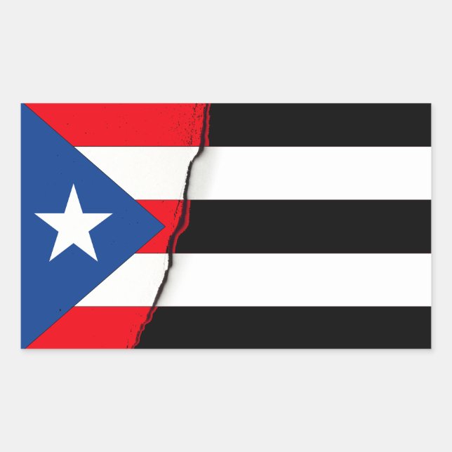 Puerto Rico Unabhängigkeit Schwarz-Weiß-Flagge Rechteckiger Aufkleber (Vorderseite)
