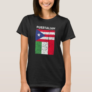 Puerto-Rico-und italienische Flagge Puerto-Italien T-Shirt