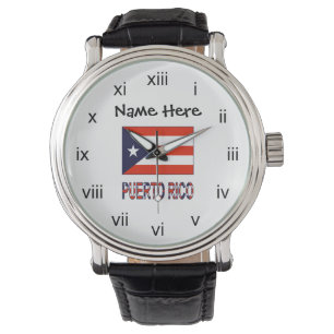 Puerto Rico und Puerto-ricanische Flagge mit Ihrem Armbanduhr