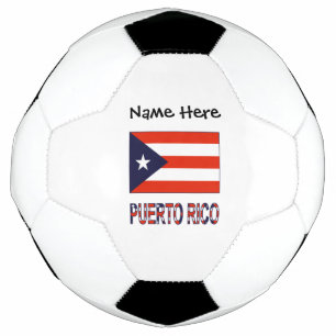Puerto Rico und puerto-ricanische Flagge mit Ihrem Fußball