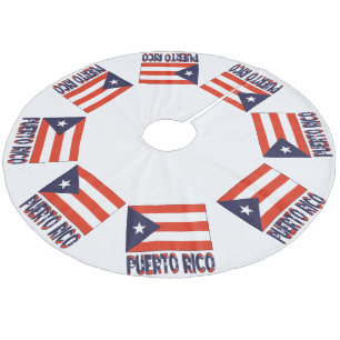Puerto Rico und Puerto-Rico-Flagge Fleece Weihnachtsbaumdecke