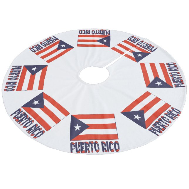 Puerto Rico und Puerto-Rico-Flagge Fleece Weihnachtsbaumdecke (Schrägansicht)