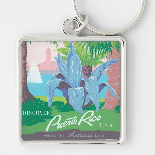 Puerto Rico Uneditierte Vintage Fotos Alte Ästheti Schlüsselanhänger (Vorne)