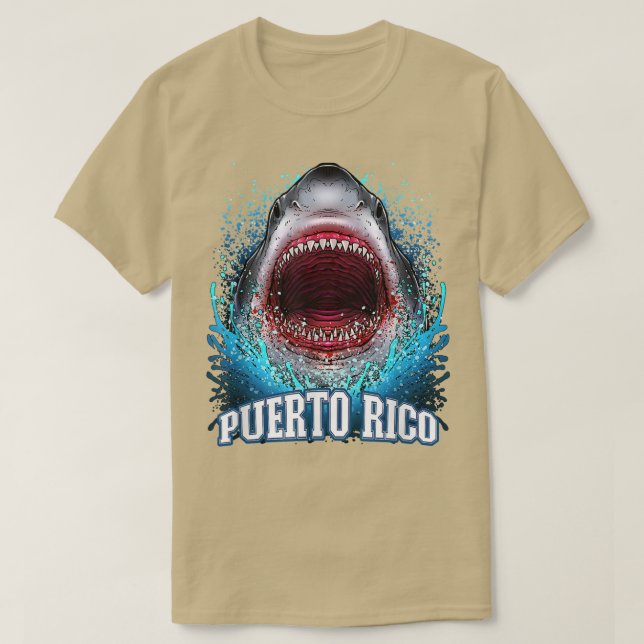 Puerto Rico Urlaub Great White Shark Beach Tour  T-Shirt (Design vorne)
