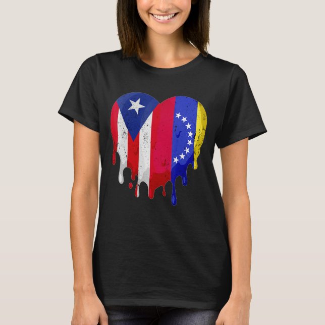 Puerto Rico Venezuela Flag Heart Grown Patriot Cou T-Shirt (Vorderseite)