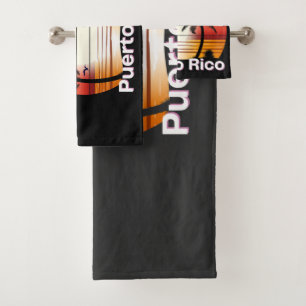 Puerto Rico Vintag Palm Trees Summer Beach Badhandtuch Set