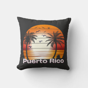 Puerto Rico Vintag Palm Trees Summer Beach Kissen