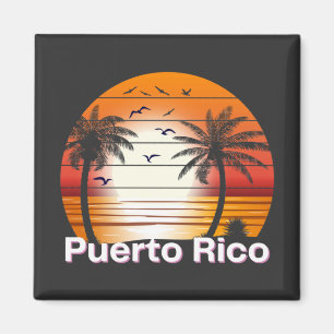 Puerto Rico Vintag Palm Trees Summer Beach Magnet