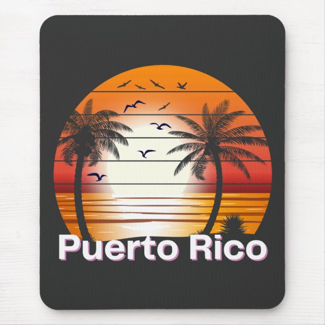 Puerto Rico Vintag Palm Trees Summer Beach Mousepad (Vorne)