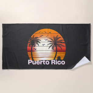 Puerto Rico Vintag Palm Trees Summer Beach Strandtuch