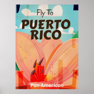 Puerto Rico Vintage Blume Reisen Poster