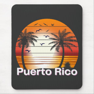 Puerto Rico Vintage Palmen Sommer Strand Mousepad