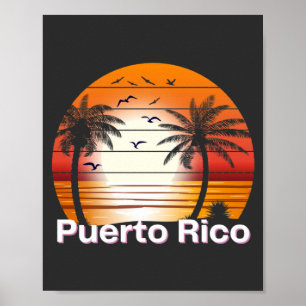 Puerto Rico Vintage Palmen Sommer Strand Poster