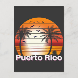 Puerto Rico Vintage Palmen Sommer Strand Postkarte