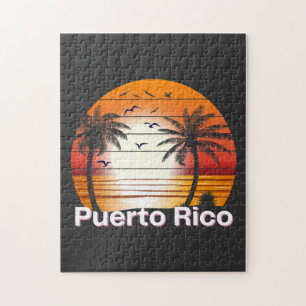 Puerto Rico Vintage Palmen Sommer Strand Puzzle