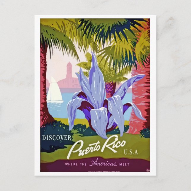 Puerto Rico, Vintage Reise Postkarte (Vorderseite)