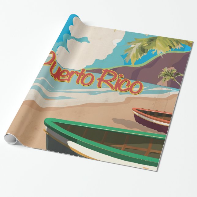 Puerto Rico Vintage Travel Poster Geschenkpapier (Ungerollt)