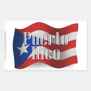 Puerto Rico Waving Flag Rechteckiger Aufkleber