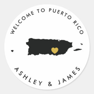 Puerto Rico Wedding Willkommensticker für Box, Bag Runder Aufkleber