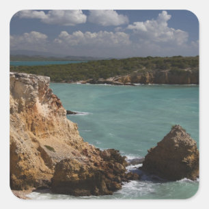 Puerto Rico, Westküste, Cabo Rojo, Küstenlinie 3 Quadratischer Aufkleber
