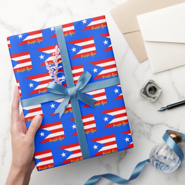 Puerto Rico Wrapping Paper, blau, Flagge patriotis Geschenkpapier (Schenken)