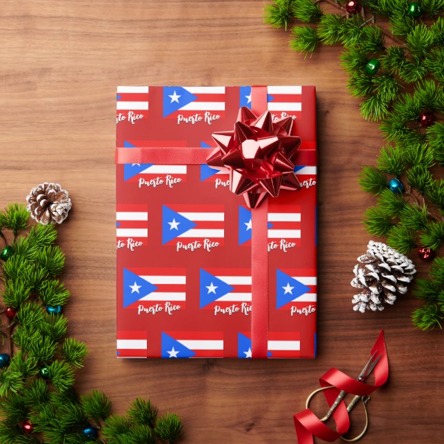 Puerto Rico Wrapping Paper, rot, Puerto Rico Flag Geschenkpapier (Feiertagsgeschenk)