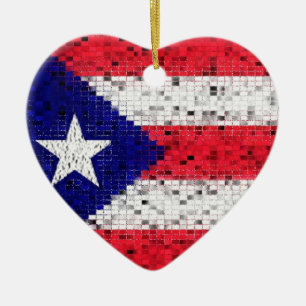Puerto- Ricoflaggen-Glitterverzierung Keramikornament