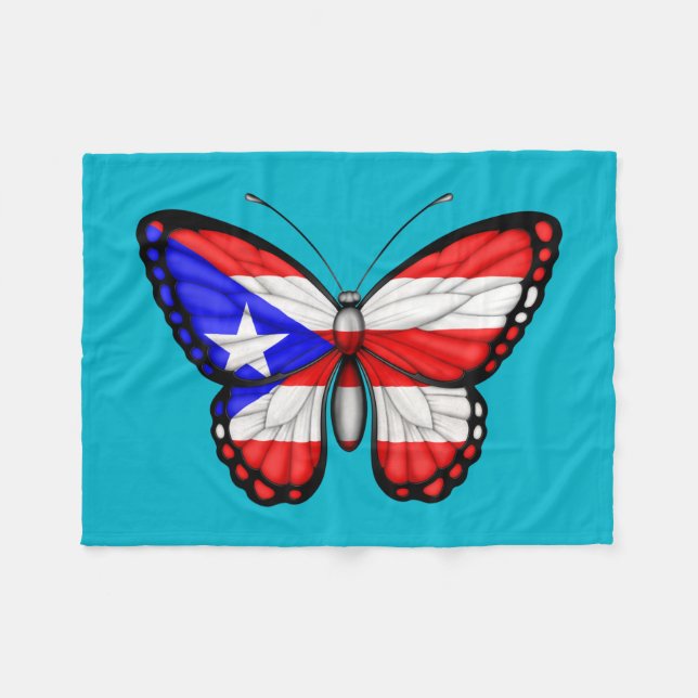 Puerto- Ricoschmetterlings-Flagge Fleecedecke (Vorderseite (Horizontal))