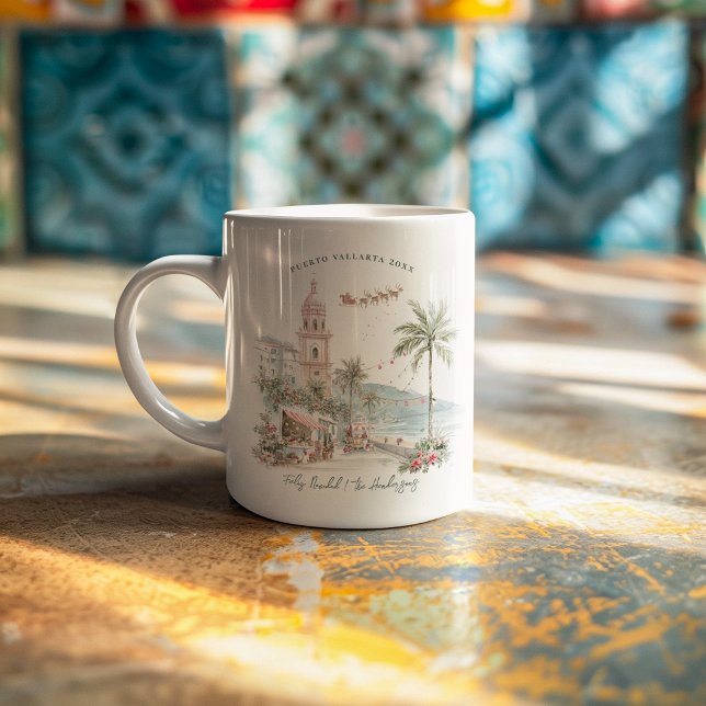 Puerto Vallarta Christmas | Personalized Photo Kaffeetasse (Von Creator hochgeladen)