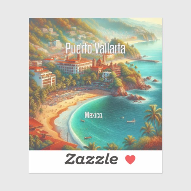 Puerto Vallarta Mexico 3 Inch Vinyl Sticker (Blatt)