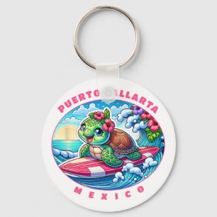 Puerto Vallarta Mexico Mädchen Süß Surfen Meeressc Schlüsselanhänger