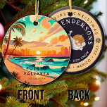 Puerto Vallarta Mexico Palm Tree Vintage Reisen Keramik Ornament<br><div class="desc">Puerto Vallarta Mexiko Vintag 60er Souvenirs. Puerto Vallarta Beach Mexico - Retro Tropical Palm Tree 60er Souvenirs Vintages Design macht ein großartiges Weihnachts- oder Geburtstagsgeschenk für Fans des Puerto Vallarta Beach. Das Retro-Sommerdesign ist ein perfektes Geschenk für Reisende und tropische Fans. Sie können diese Vorlage anpassen und ändern, indem Sie...</div>