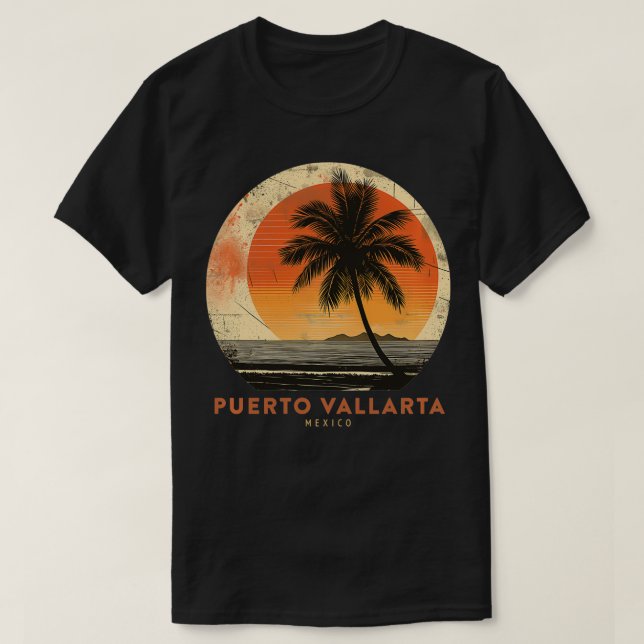 Puerto Vallarta Mexico Palm Trees Beach Souvenir V T-Shirt (Design vorne)