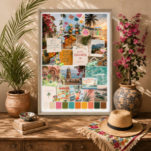 Puerto Vallarta Mexico Reise Collage Kunst Druck Poster