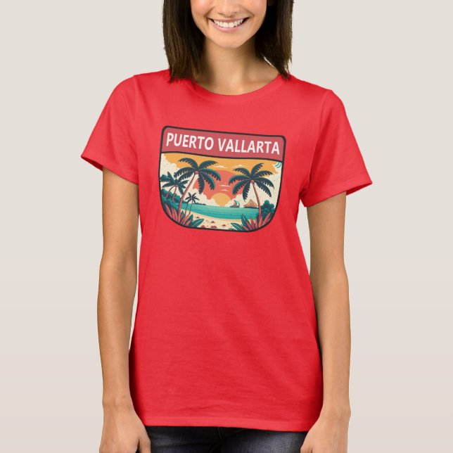 Puerto Vallarta Mexico Retro Emblem T-Shirt (Vorderseite)
