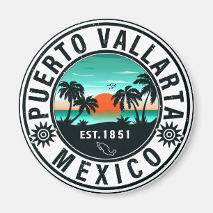 Puerto Vallarta Mexico Retro-Sonnenuntergang-Souve Magnet