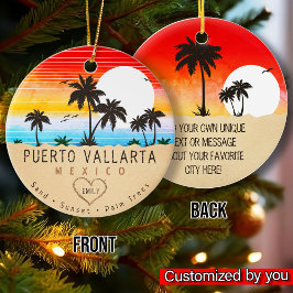 Puerto Vallarta Mexico Retro Sunset Souvenirs 60er Keramik Ornament