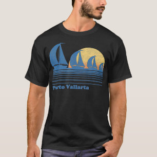 Puerto Vallarta Mexico Sailboat Vintag 80er T-Shirt
