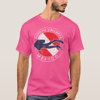 Puerto Vallarta Mexico Souvenir Scuba Dive Flag Di T-Shirt