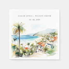 Puerto Vallarta Mexico Watercolor scape Wedding Serviette