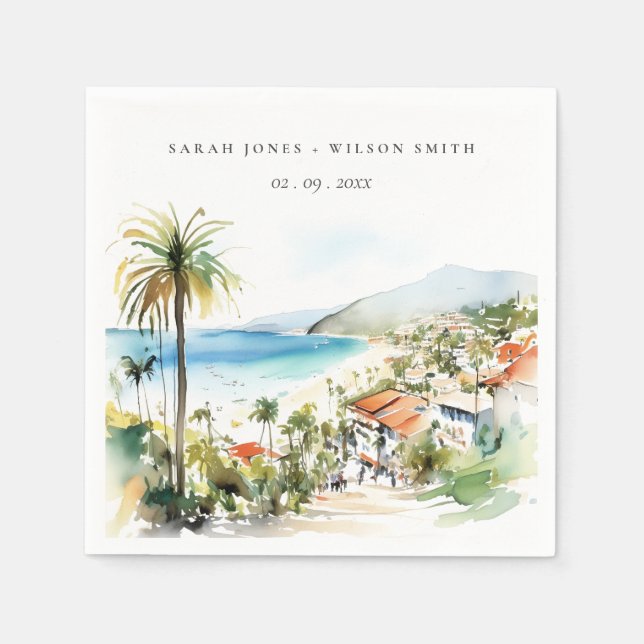 Puerto Vallarta Mexico Watercolor scape Wedding Serviette (Vorderseite)