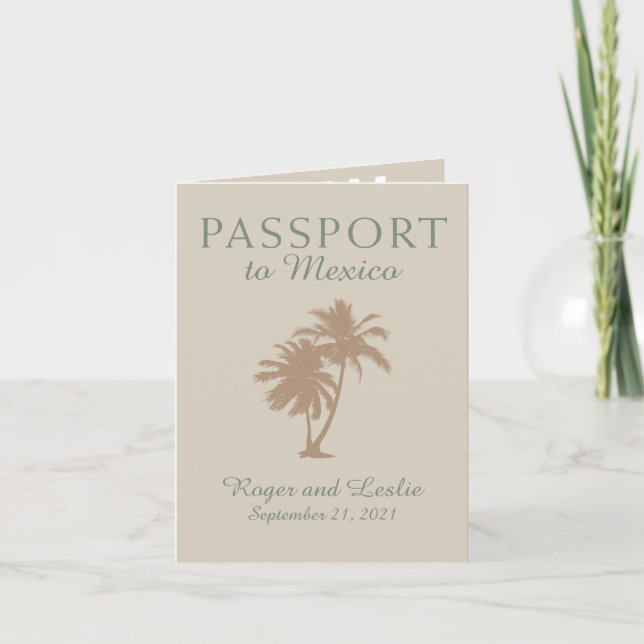 Puerto Vallarta Mexico Wedding Passport Einladung (Vorderseite)